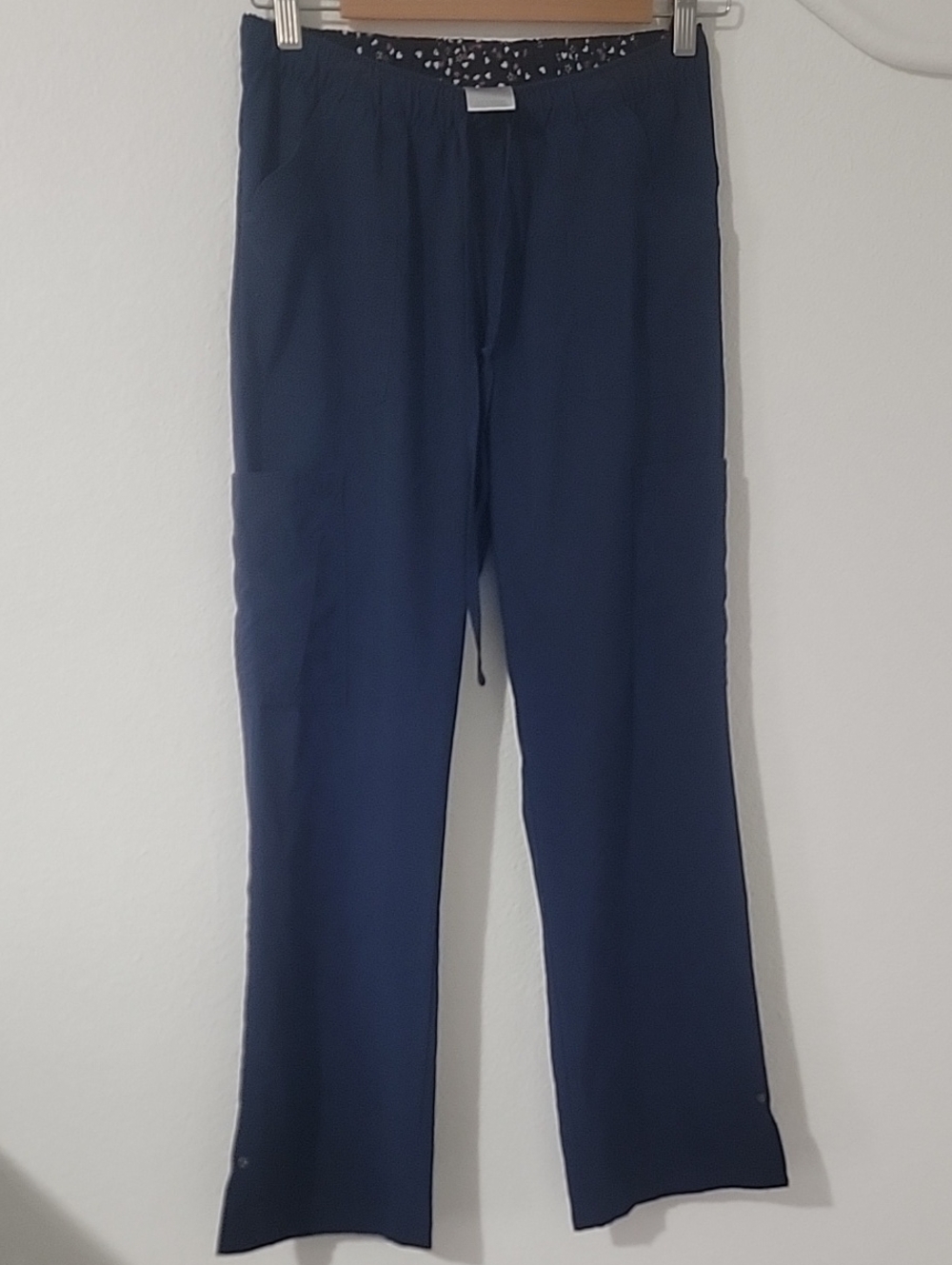 Siena Lane Heart  Navy Elastic Waist Scrub Pants